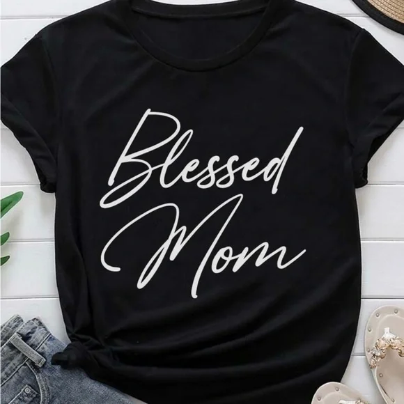 #63 Black 'Blessed Mom' T-Shirt - Picture 2 of 3